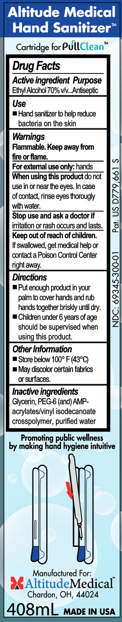 Altitude Medical Pullclean Cartridge Label 408ml Ndc 69345-300-01 (Pullclean Cartridge Label)